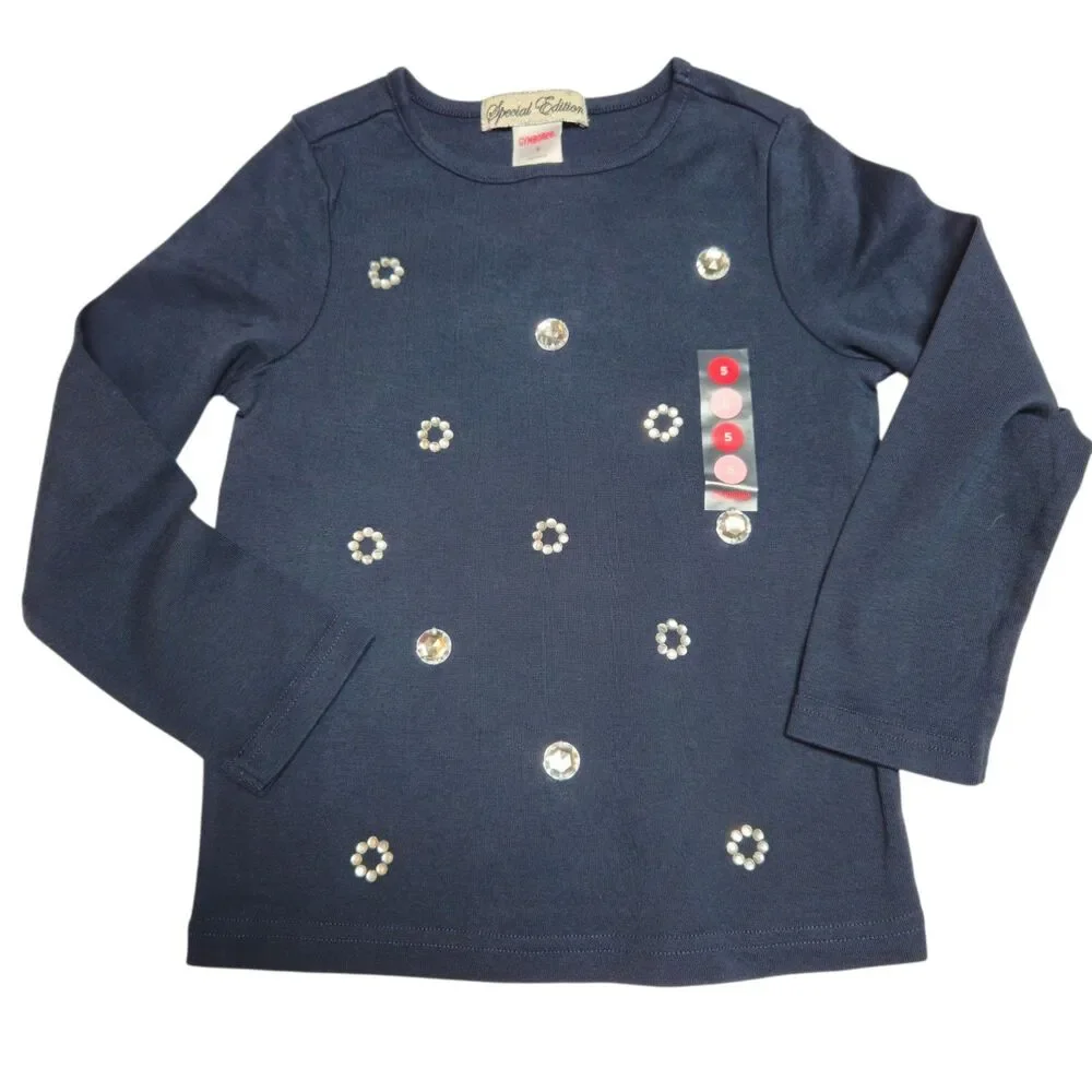 Vintage Gymboree Special Edition Top Size 5 Navy Blue Long Sleeved Y2K NWT